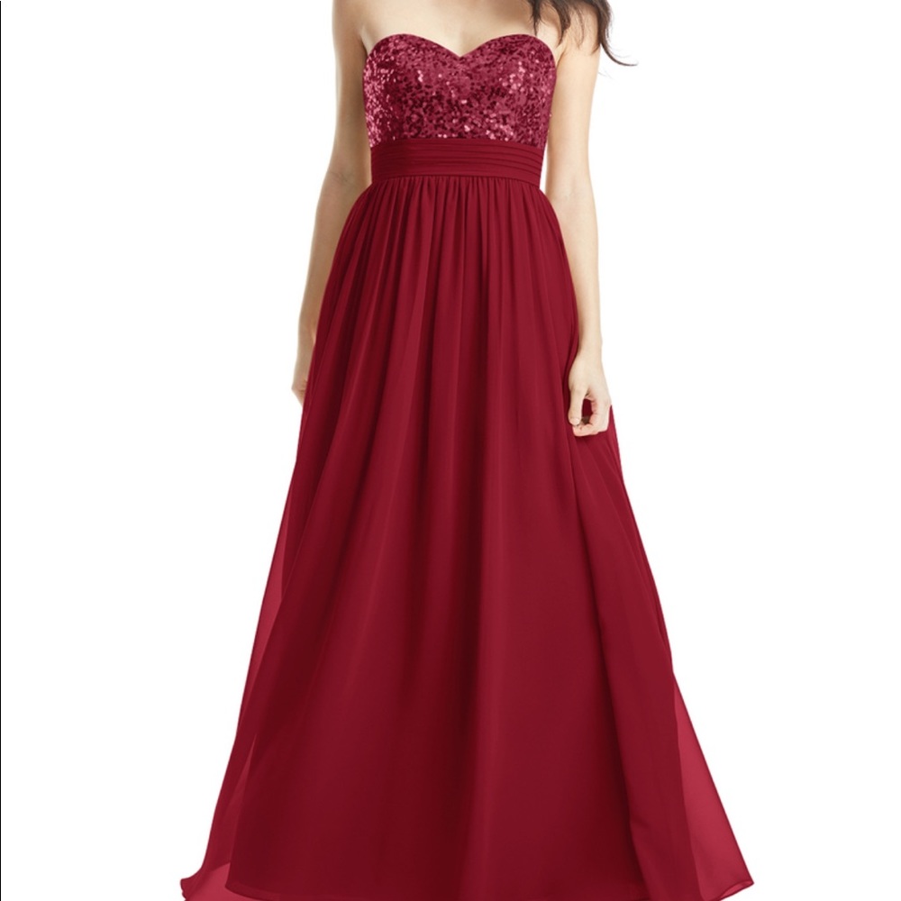 Burgundy sweetheart floor length gown size 2